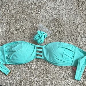 Aqua Strapless Bikini Top
